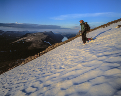 Climber on Sanjarcohkka, Kebnekaise mountains